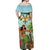 Hawaii Lei Day Off Shoulder Maxi Dress Hula Girl With Tropical Forest