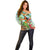 Hawaii Lei Day Off Shoulder Sweater Hula Girl With Tropical Forest