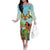 Hawaii Lei Day Off The Shoulder Long Sleeve Dress Hula Girl With Tropical Forest