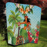Hawaii Lei Day Quilt Hula Girl With Tropical Forest DT04 - Polynesian Pride