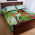 Hawaii Lei Day Quilt Bed Set Hula Girl With Tropical Forest