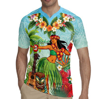 Hawaii Lei Day Rugby Jersey Hula Girl With Tropical Forest DT04 - Polynesian Pride