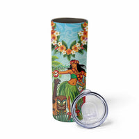 Hawaii Lei Day Skinny Tumbler Hula Girl With Tropical Forest DT04 - Polynesian Pride