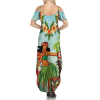 Hawaii Lei Day Summer Maxi Dress Hula Girl With Tropical Forest DT04 - Polynesian Pride
