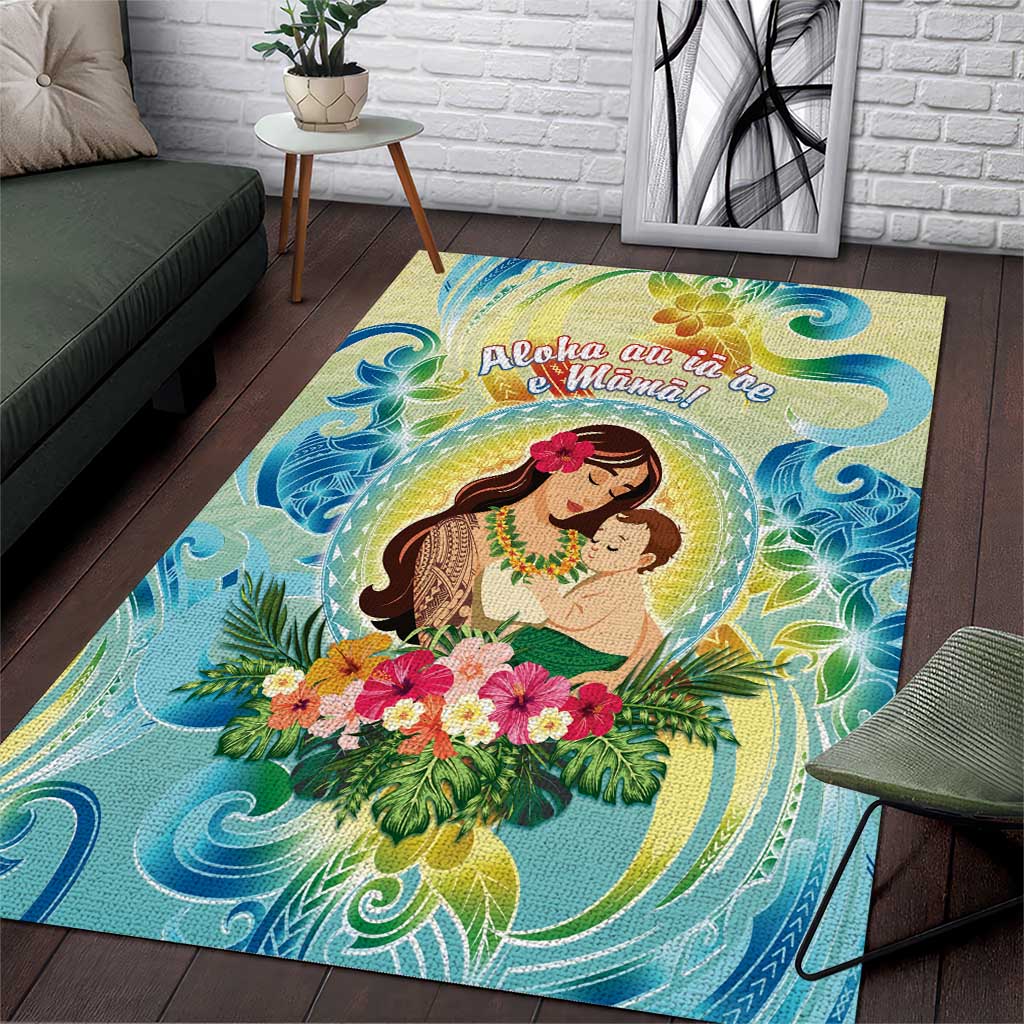 Hawaii Mother's Day Area Rug I Love You Mom DT04 Yellow - Polynesian Pride
