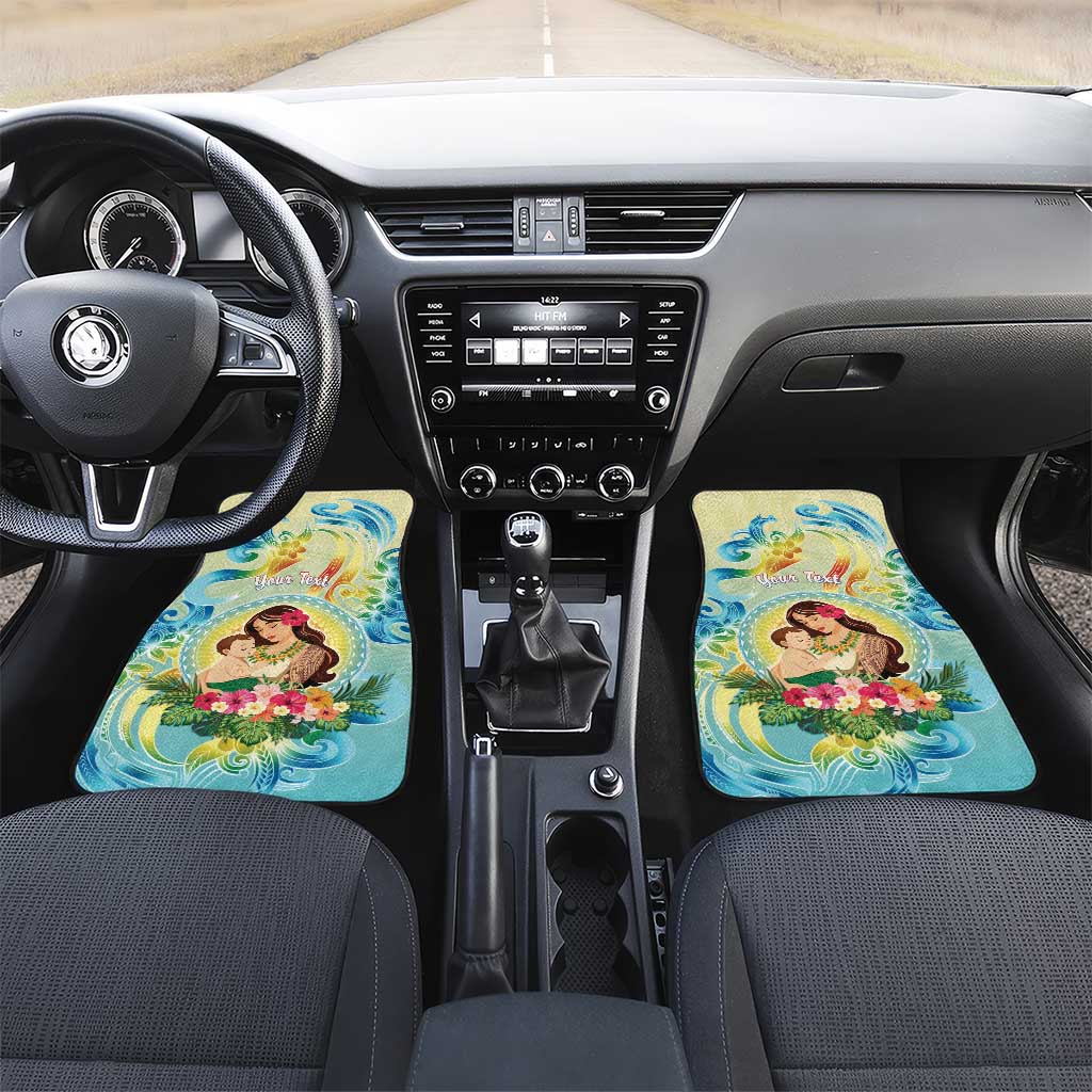 Hawaii Mother's Day Car Mats I Love You Mom DT04 Set 2pcs - Front Yellow - Polynesian Pride