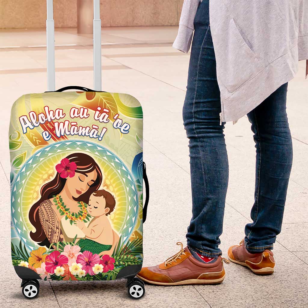 Hawaii Mother's Day Luggage Cover I Love You Mom DT04 Yellow - Polynesian Pride