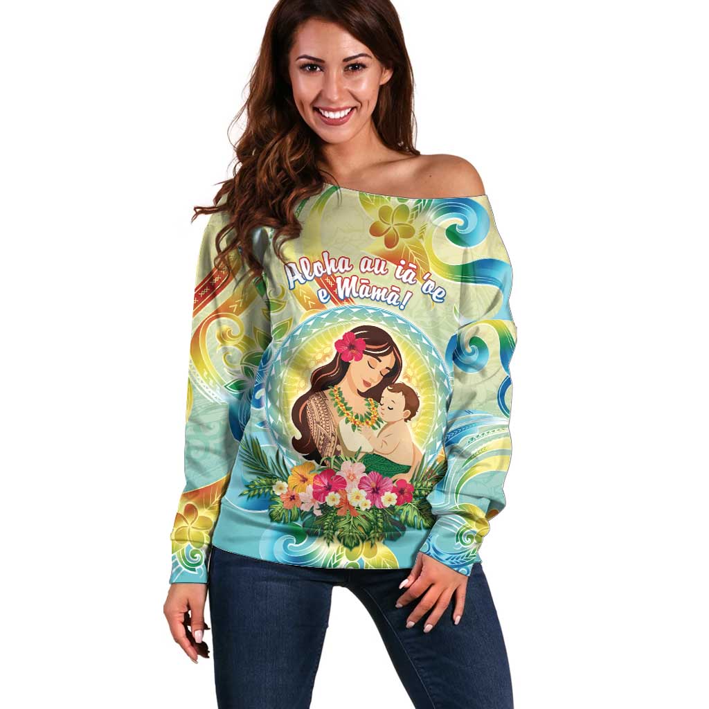 Personalised Hawaii Mother's Day Off Shoulder Sweater I Love You Mom