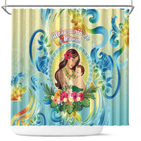 Hawaii Mother's Day Shower Curtain I Love You Mom DT04 Yellow - Polynesian Pride