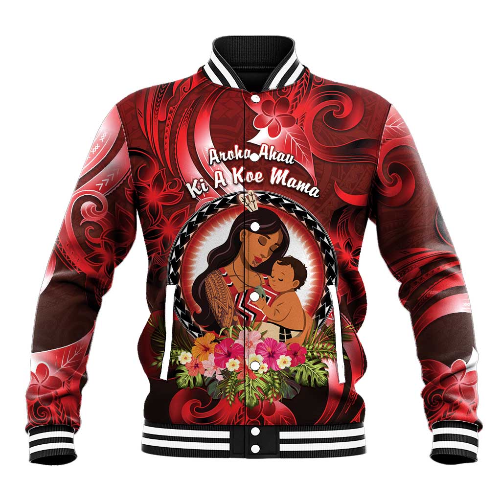 Personalised New Zealand Mother's Day Baseball Jacket I Love You Mom DT04 Unisex Red - Polynesian Pride