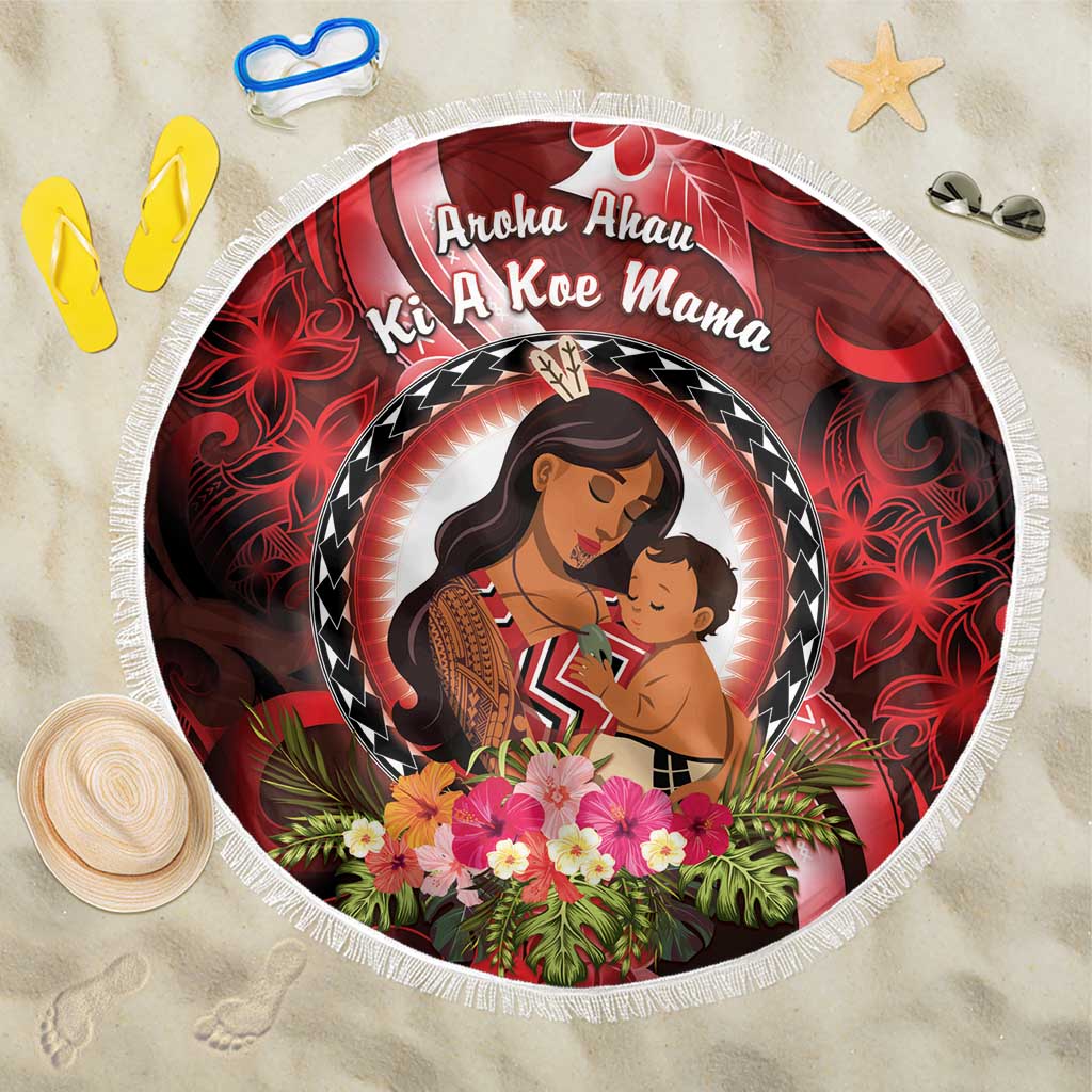 New Zealand Mother's Day Beach Blanket I Love You Mom DT04 One Size 150cm Red - Polynesian Pride
