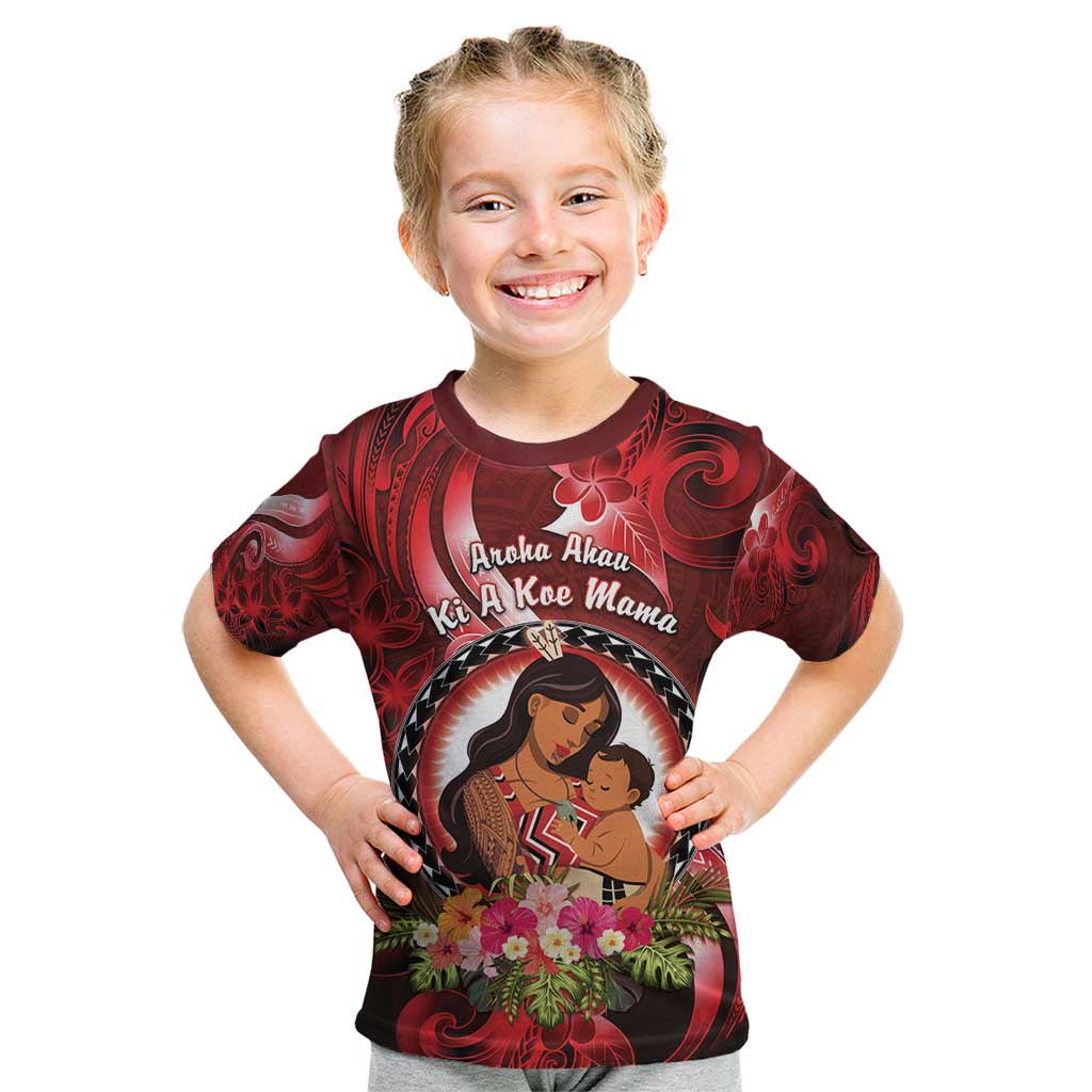 Personalised New Zealand Mother's Day Kid T Shirt I Love You Mom DT04 Red - Polynesian Pride
