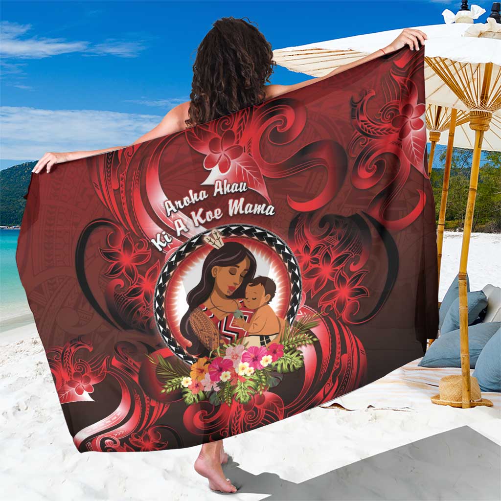 New Zealand Mother's Day Sarong I Love You Mom DT04 One Size 44 x 66 inches Red - Polynesian Pride