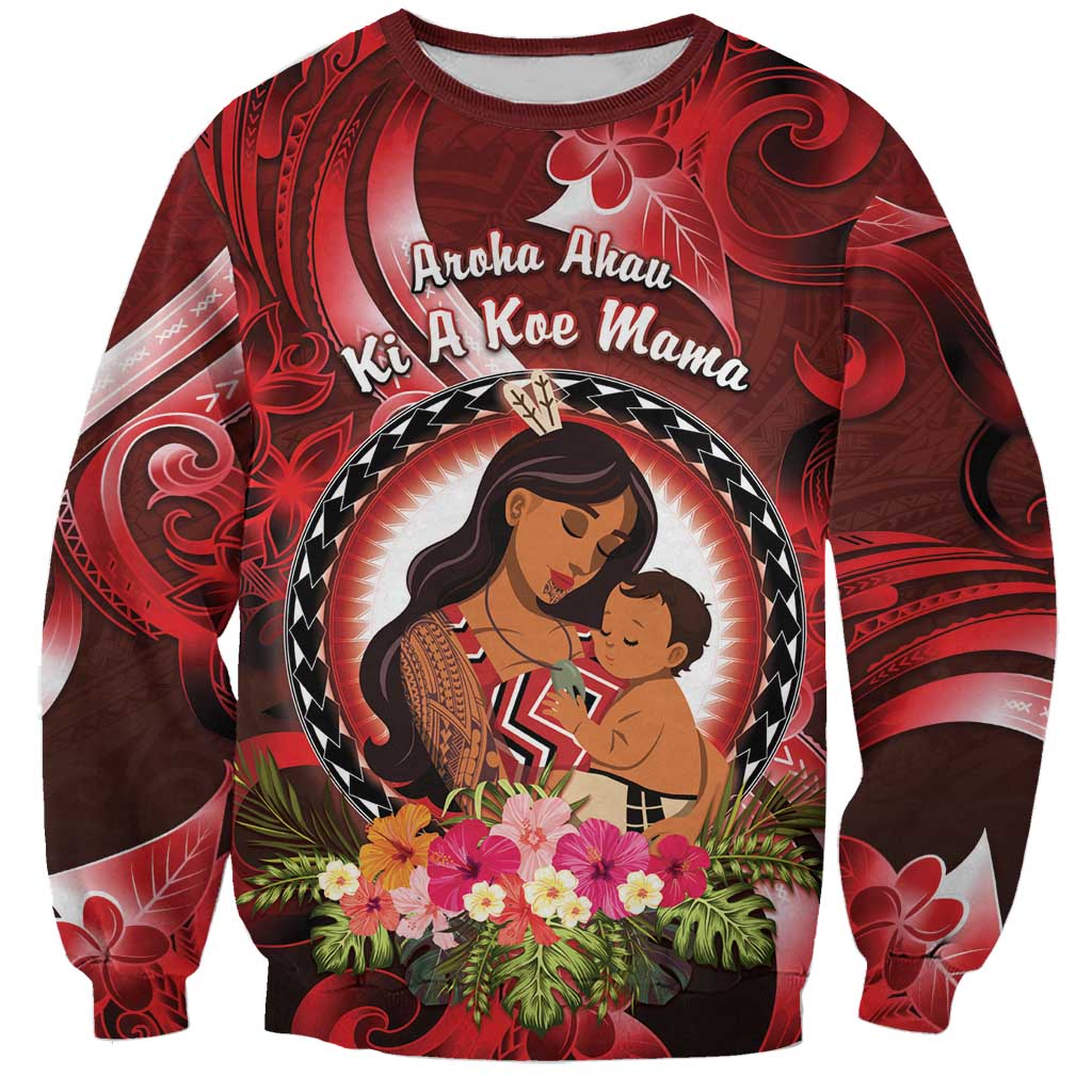Personalised New Zealand Mother's Day Sweatshirt I Love You Mom DT04 Unisex Red - Polynesian Pride