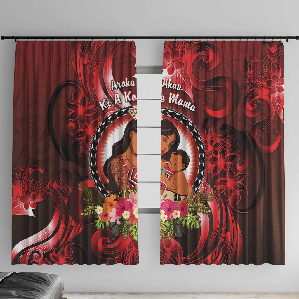 New Zealand Mother's Day Window Curtain I Love You Mom DT04 With Hooks Red - Polynesian Pride