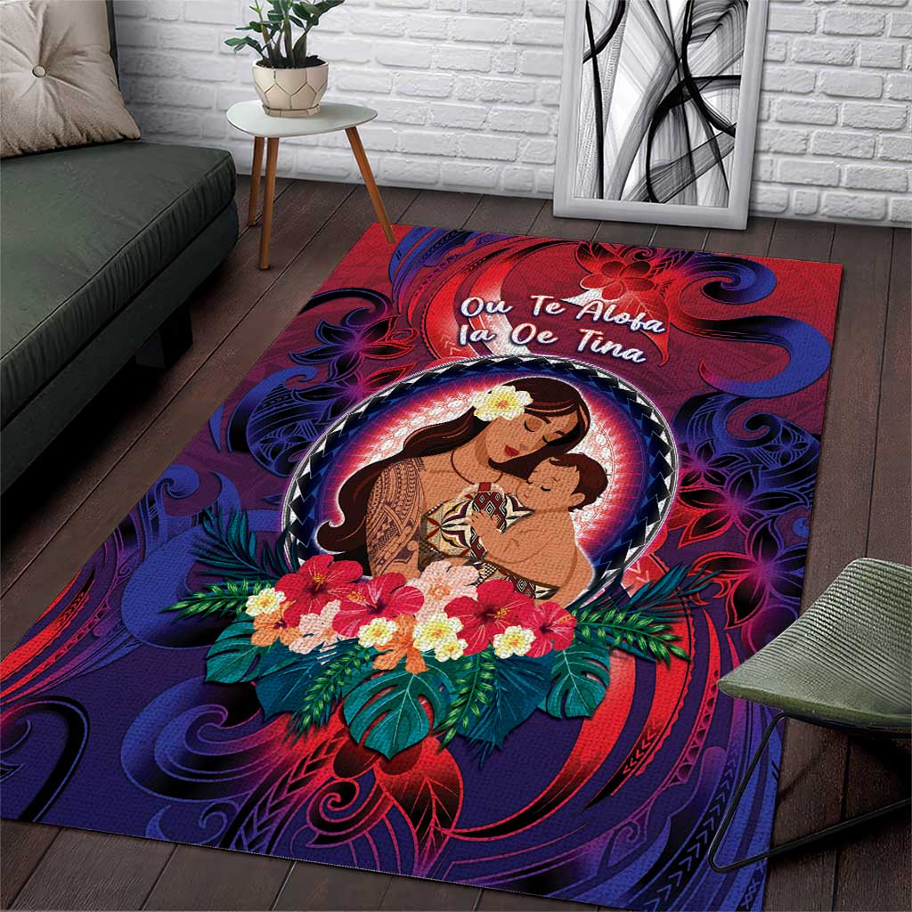 Samoa Mother's Day Area Rug I Love You Mom DT04 Red - Polynesian Pride