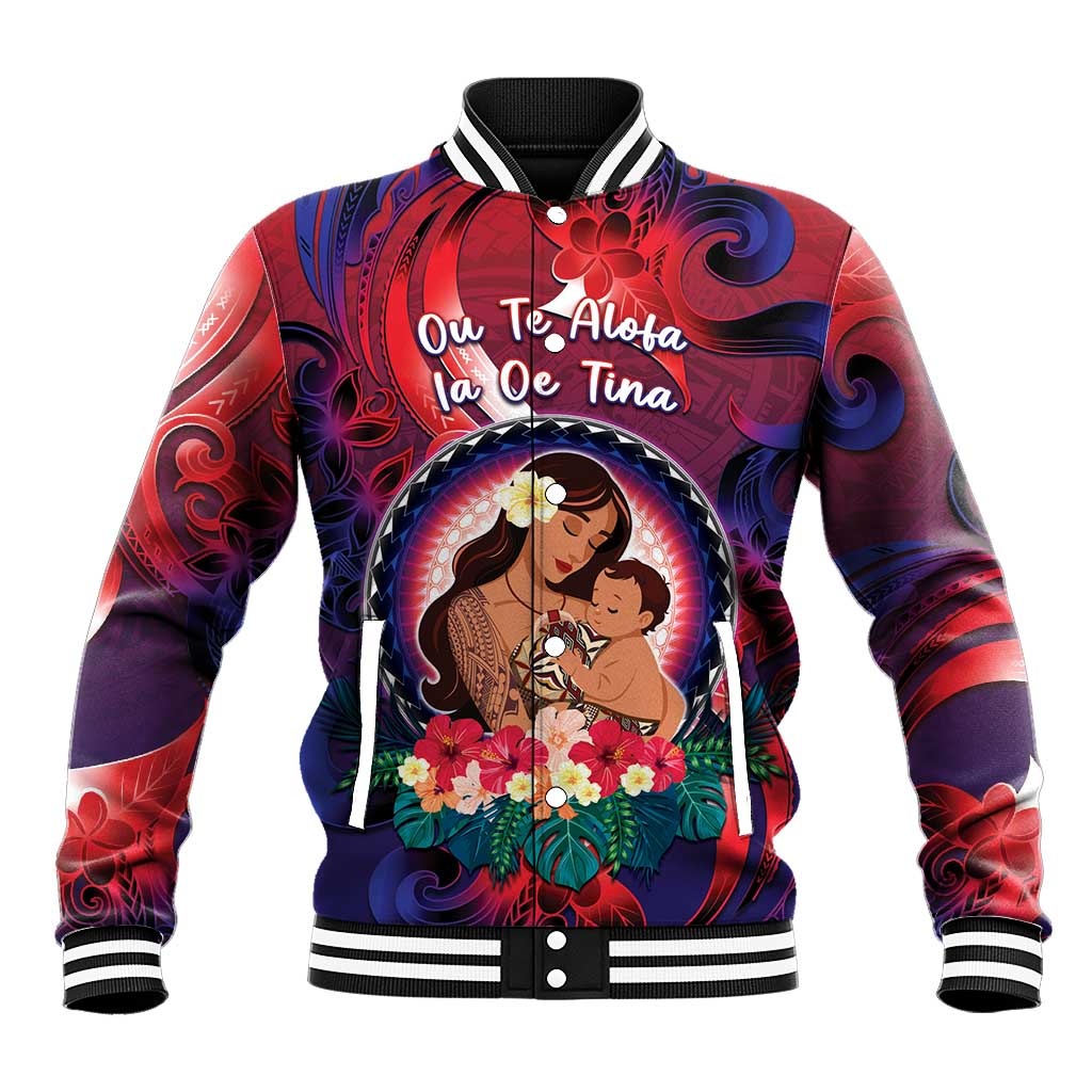 Personalised Samoa Mother's Day Baseball Jacket I Love You Mom DT04 Unisex Red - Polynesian Pride