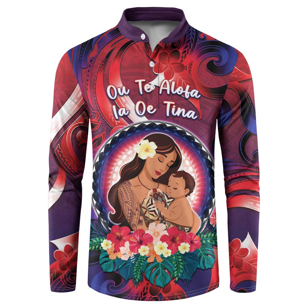 Personalised Samoa Mother's Day Button Sweatshirt I Love You Mom DT04 Red - Polynesian Pride