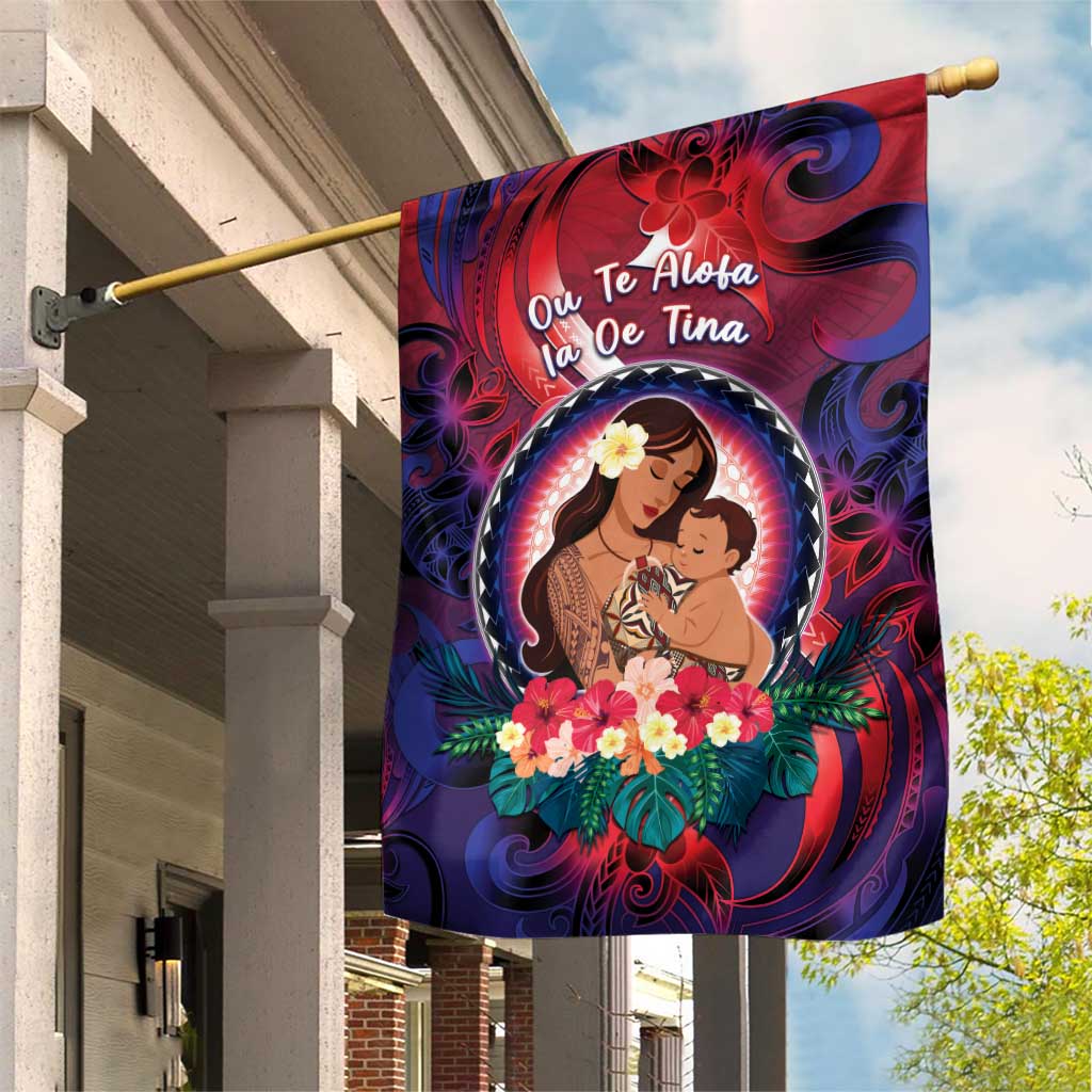 Samoa Mother's Day Garden Flag I Love You Mom DT04 House Flag Red - Polynesian Pride