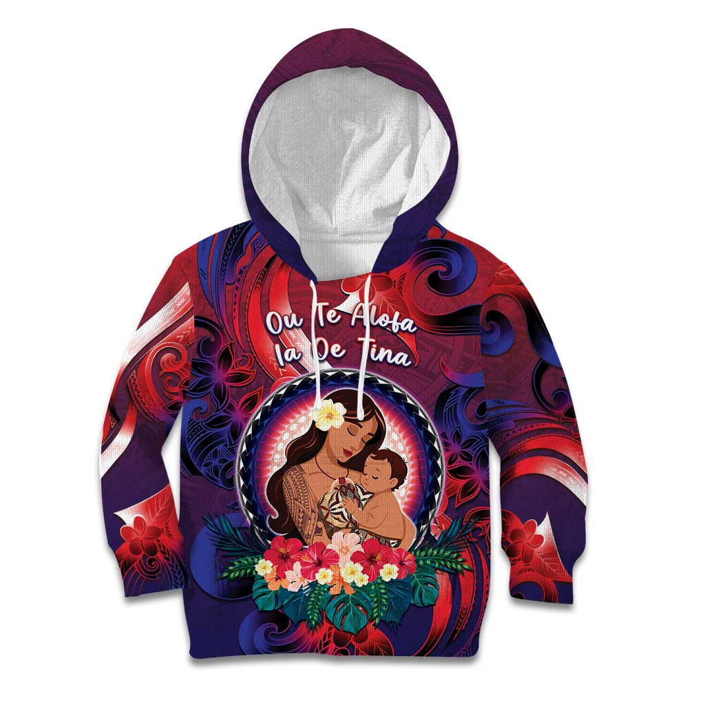 Personalised Samoa Mother's Day Kid Hoodie I Love You Mom DT04 Hoodie Red - Polynesian Pride