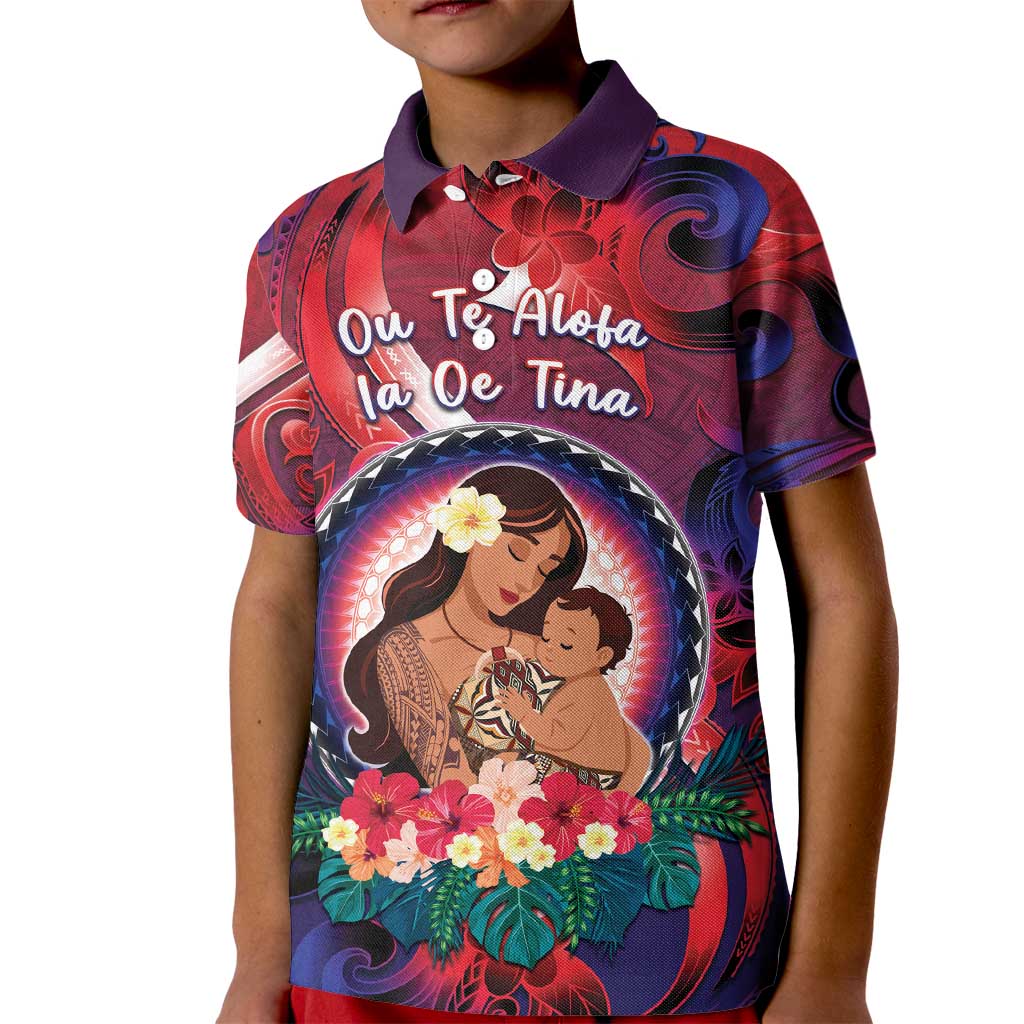 Personalised Samoa Mother's Day Kid Polo Shirt I Love You Mom DT04 Kid Red - Polynesian Pride