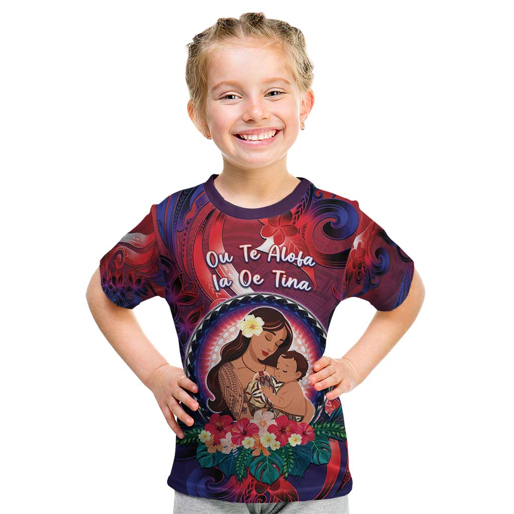 Personalised Samoa Mother's Day Kid T Shirt I Love You Mom DT04 Red - Polynesian Pride