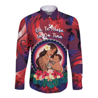 Personalised Samoa Mother's Day Long Sleeve Button Shirt I Love You Mom DT04 Unisex Red - Polynesian Pride