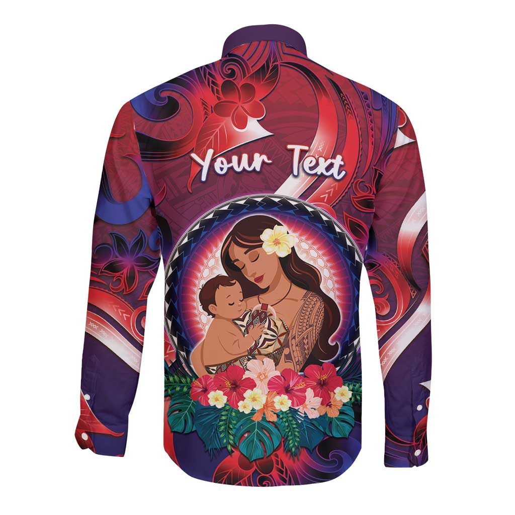 Personalised Samoa Mother's Day Long Sleeve Button Shirt I Love You Mom DT04 - Polynesian Pride