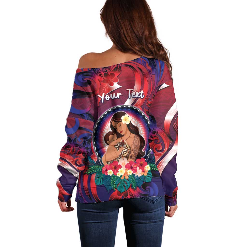 Personalised Samoa Mother's Day Off Shoulder Sweater I Love You Mom DT04 - Polynesian Pride