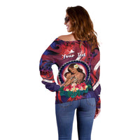 Personalised Samoa Mother's Day Off Shoulder Sweater I Love You Mom DT04 - Polynesian Pride