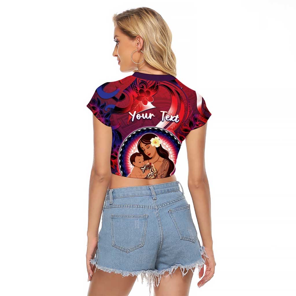 Personalised Samoa Mother's Day Raglan Cropped T Shirt I Love You Mom DT04 - Polynesian Pride