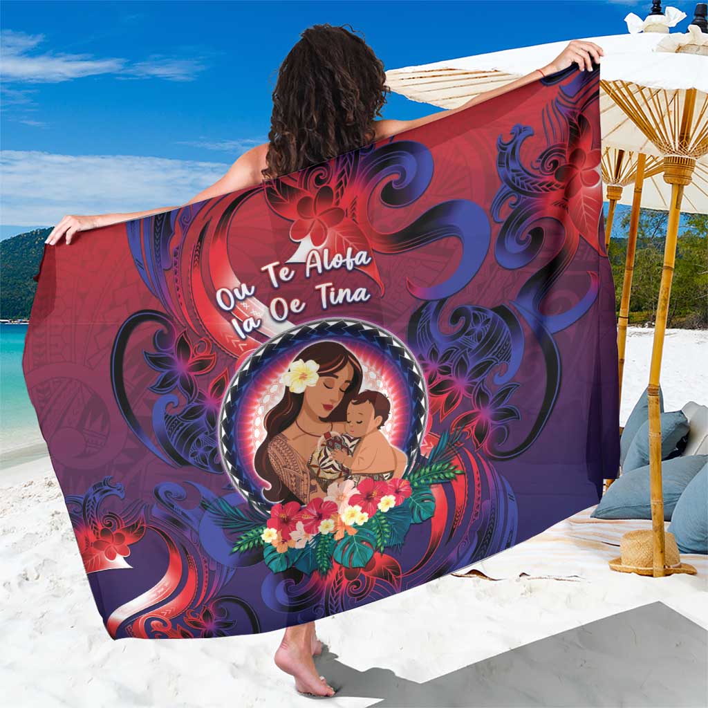 Samoa Mother's Day Sarong I Love You Mom DT04 One Size 44 x 66 inches Red - Polynesian Pride