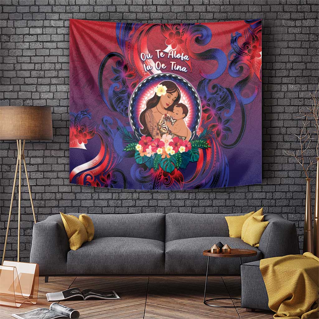 Samoa Mother's Day Tapestry I Love You Mom DT04 Red - Polynesian Pride