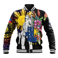 Filipinos Lapu-Lapu Hero Philippines Baseball Jacket Hibiscus Flowers Style DT04 Unisex Black - Polynesian Pride