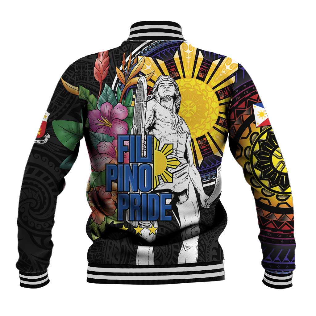 Filipinos Lapu-Lapu Hero Philippines Baseball Jacket Hibiscus Flowers Style DT04 - Polynesian Pride