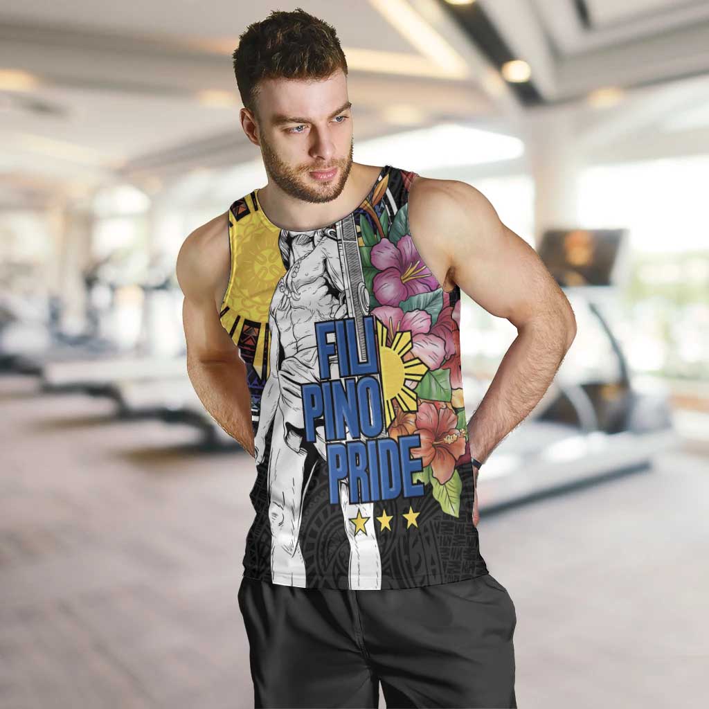 Filipinos Lapu-Lapu Hero Philippines Men Tank Top Hibiscus Flowers Style DT04 Black - Polynesian Pride