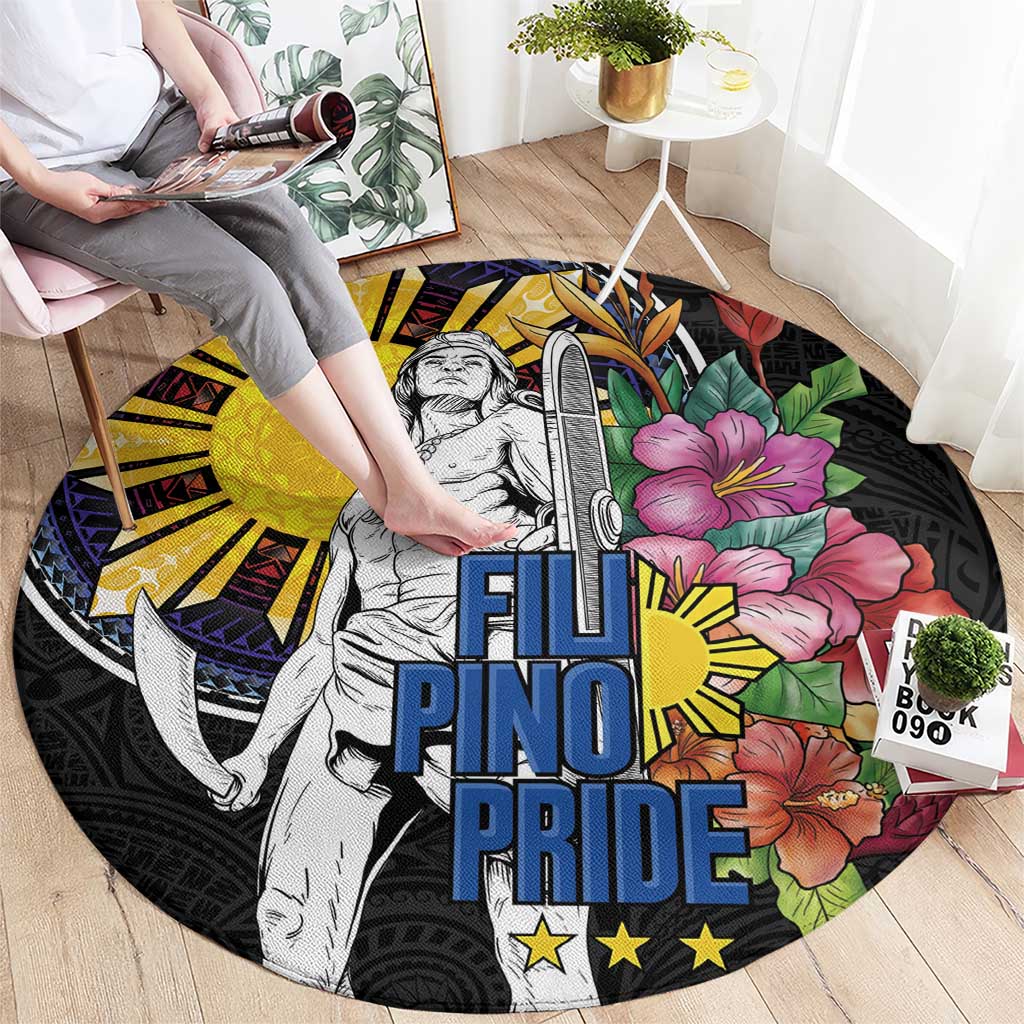Filipinos Lapu-Lapu Hero Philippines Round Carpet Hibiscus Flowers Style DT04 - Polynesian Pride