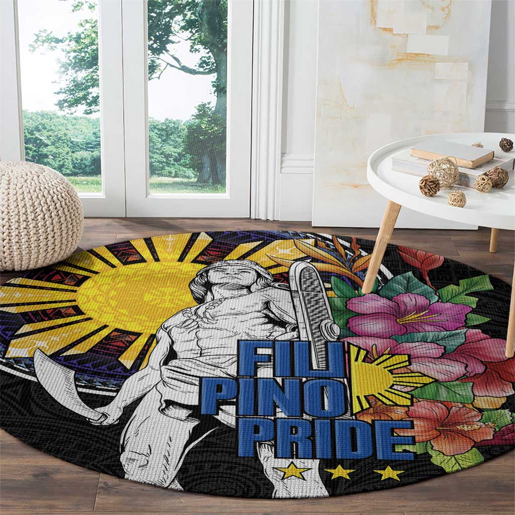 Filipinos Lapu-Lapu Hero Philippines Round Carpet Hibiscus Flowers Style DT04 - Polynesian Pride