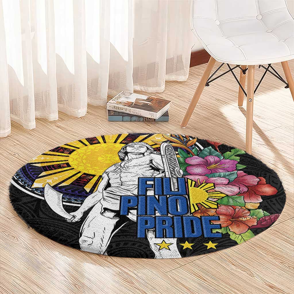 Filipinos Lapu-Lapu Hero Philippines Round Carpet Hibiscus Flowers Style DT04 - Polynesian Pride
