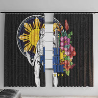 Filipinos Lapu-Lapu Hero Philippines Window Curtain Hibiscus Flowers Style DT04 With Hooks Black - Polynesian Pride