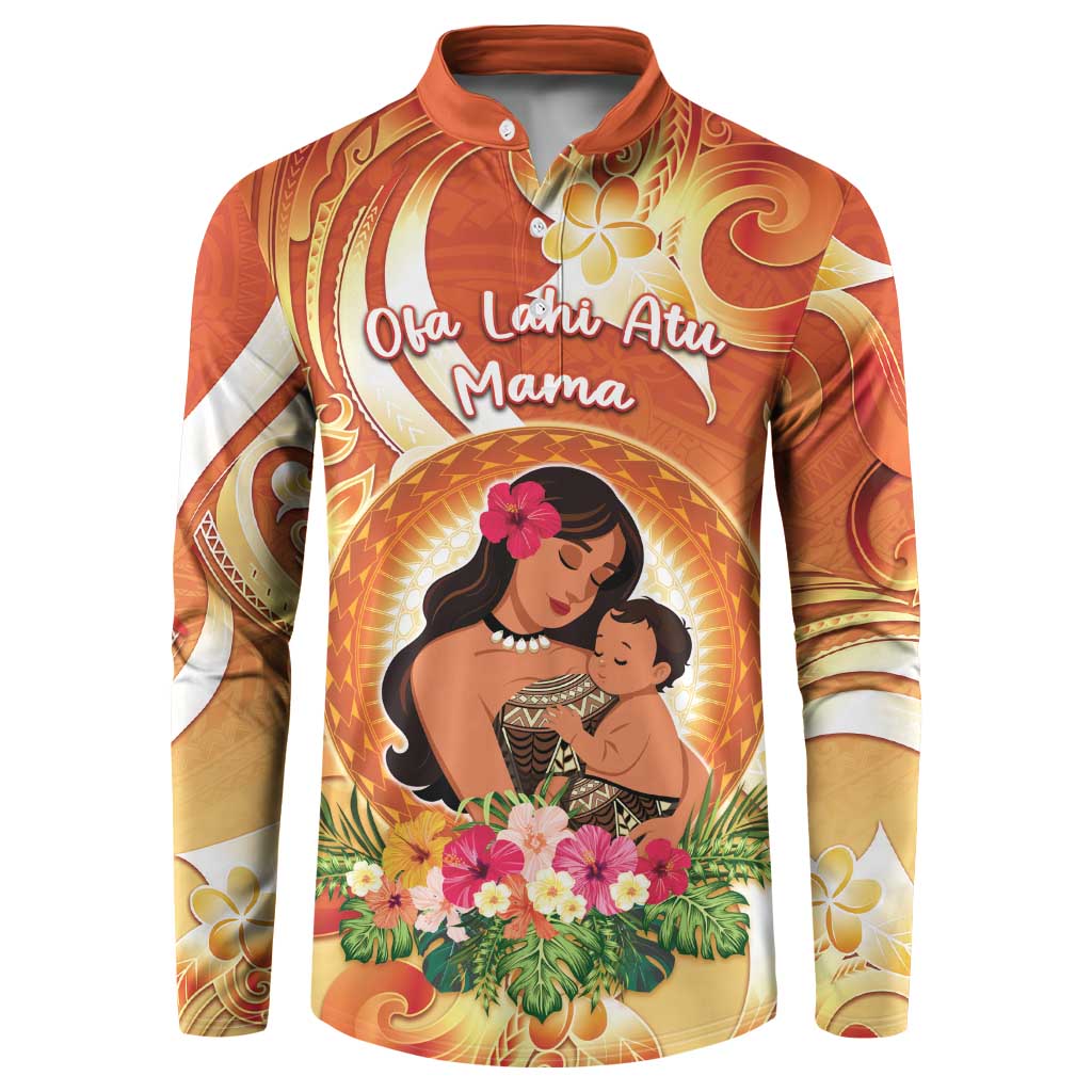 Personalised Tonga Mother's Day Button Sweatshirt I Love You Mom DT04 Orange - Polynesian Pride