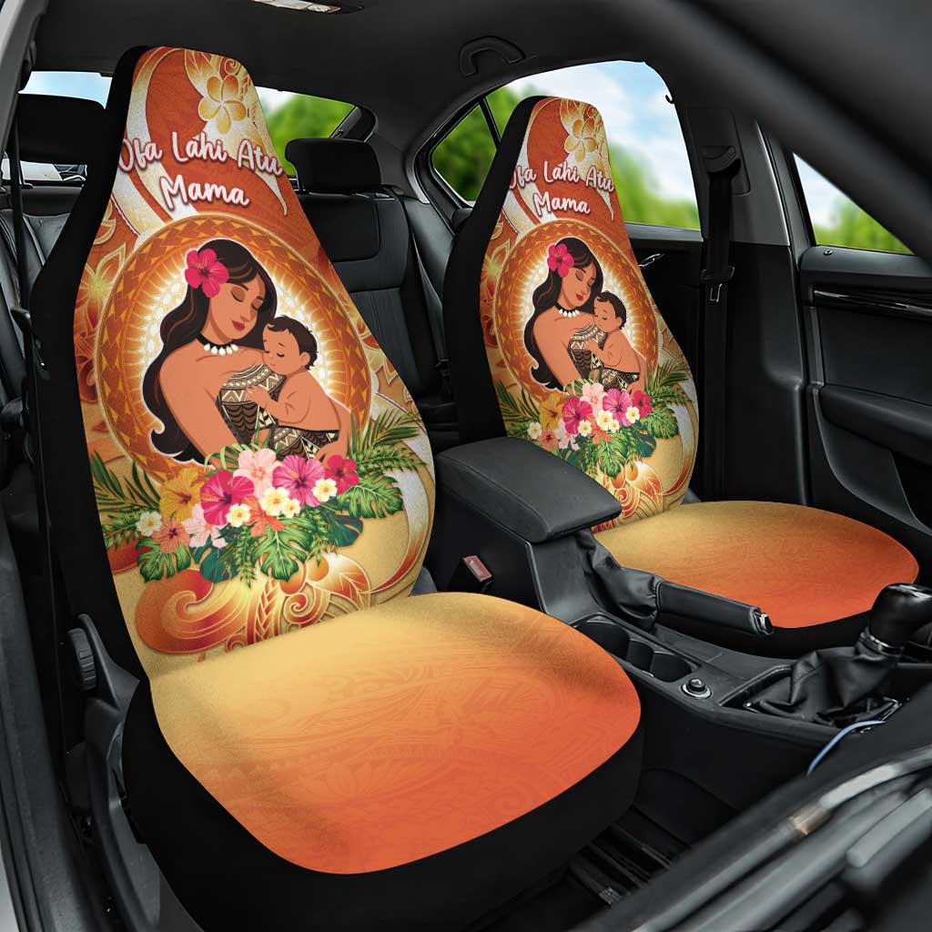 Tonga Mother's Day Car Seat Cover I Love You Mom DT04 One Size Orange - Polynesian Pride