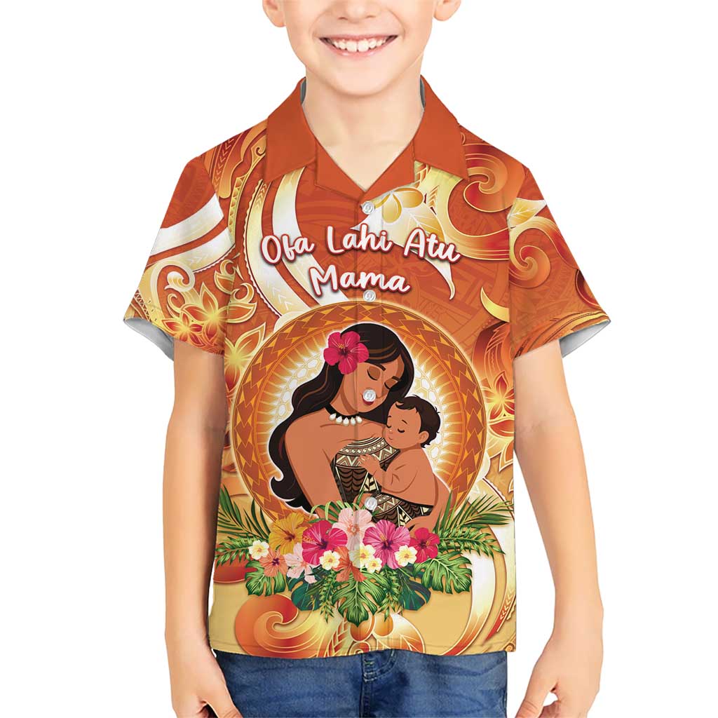 Personalised Tonga Mother's Day Kid Hawaiian Shirt I Love You Mom DT04 Kid Orange - Polynesian Pride