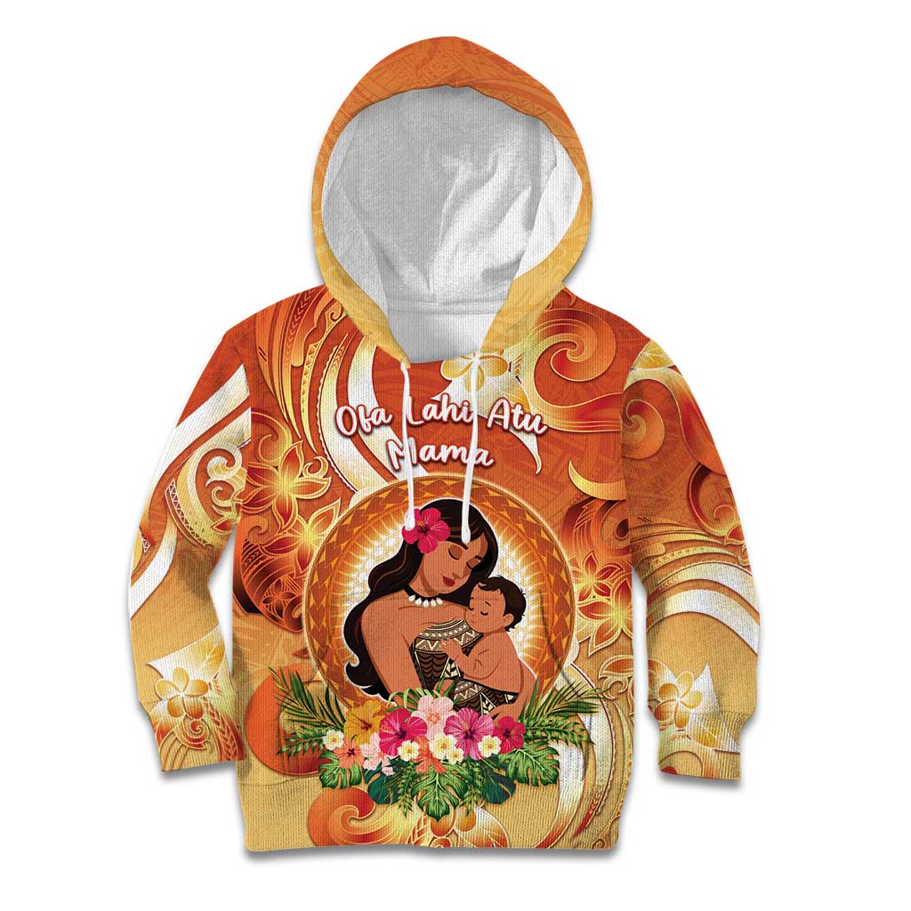 Personalised Tonga Mother's Day Kid Hoodie I Love You Mom DT04 Hoodie Orange - Polynesian Pride