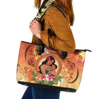 Tonga Mother's Day Leather Tote Bag I Love You Mom DT04 Orange - Polynesian Pride