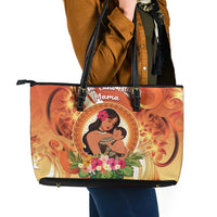 Tonga Mother's Day Leather Tote Bag I Love You Mom DT04 - Polynesian Pride