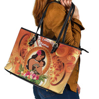 Tonga Mother's Day Leather Tote Bag I Love You Mom DT04 - Polynesian Pride