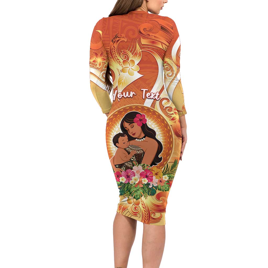 Personalised Tonga Mother's Day Long Sleeve Bodycon Dress I Love You Mom DT04 - Polynesian Pride