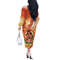 Personalised Tonga Mother's Day Off The Shoulder Long Sleeve Dress I Love You Mom DT04 - Polynesian Pride