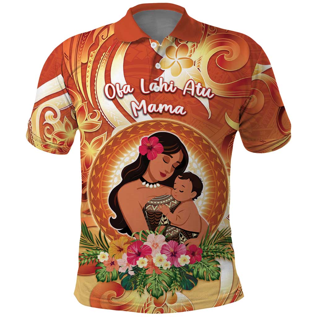 Personalised Tonga Mother's Day Polo Shirt I Love You Mom DT04 Orange - Polynesian Pride